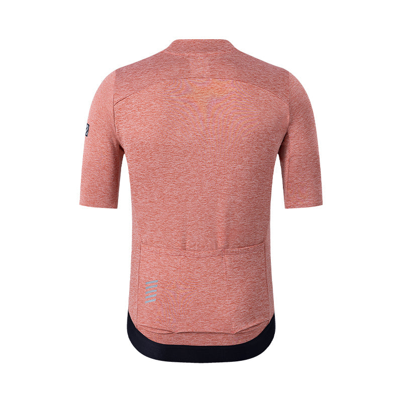 Produktbilde av Santic Bonnie sykkeltrøye for menn, fokus på den kortermede designen og det melert stoffet.