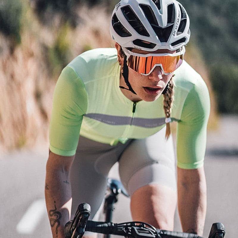 Sykkeltrøye dame Santic Azfa – pustende, refleks & full glidelås Santic Cycling Women's Short Jersey