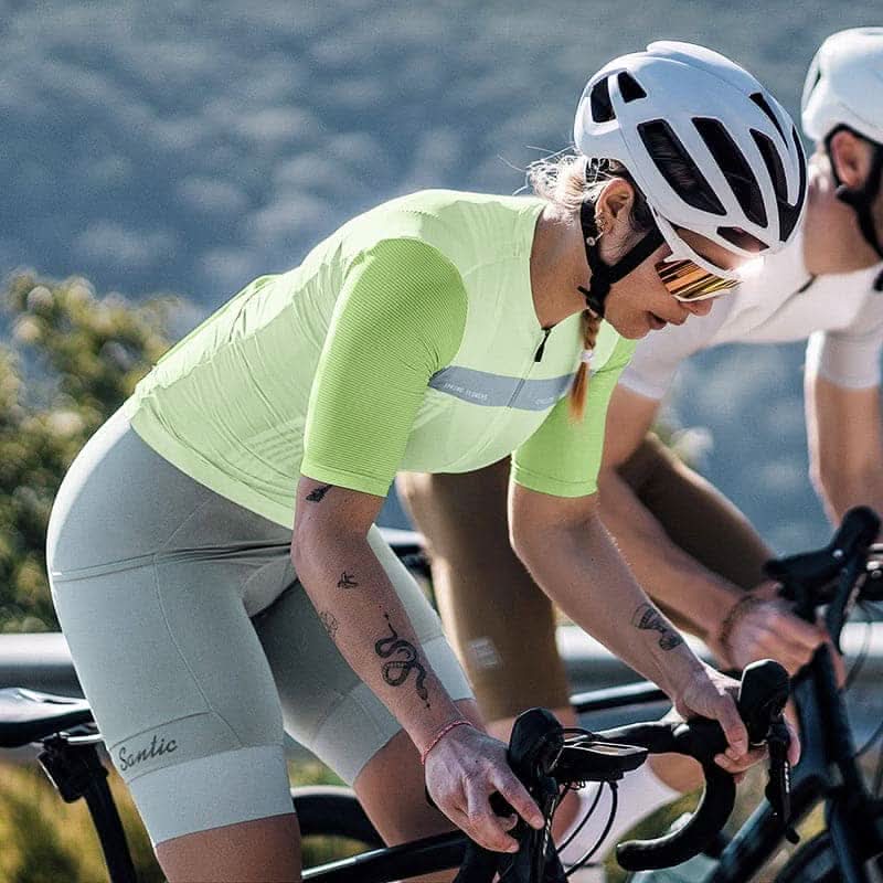 Sykkeltrøye dame Santic Azfa – pustende, refleks & full glidelås Santic Cycling Women's Short Jersey
