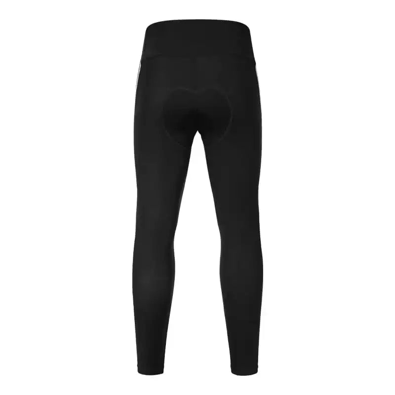 Svart lang sykkeltights med polstring og høy midje, sett bakfra.